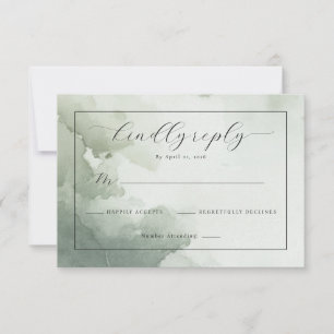 Elegante groene aquarel RSVP Kaartje