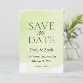 Elegante groene aquarel save-the-date uitnodiging (Staand voorkant)