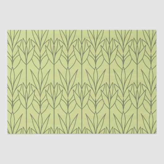 Elegante groene art deco bloempatroon chic modern tissuepapier (Voorkant)