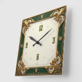 Elegante Groene Art Deco Vierkante Klok (Hoek)