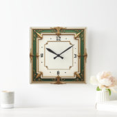 Elegante groene Art Deco Vierkante Klok (Huis)
