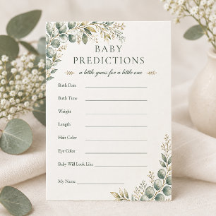 Elegante Groene Baby Shower Baby Voorspellingen Ka