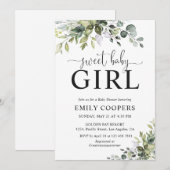 Elegante Groene Baby Shower Uitnodiging (Voorkant / Achterkant)