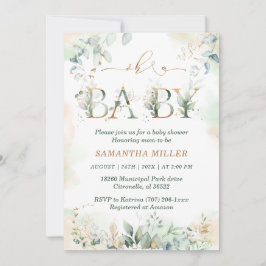 Elegante Groene Baby Shower Uitnodiging