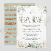 Elegante Groene Baby Shower Uitnodiging (Voorkant / Achterkant)
