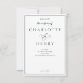 Elegante Groene Begroting QR Code Bruiloft Kaart (Voorkant)