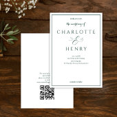 Elegante Groene Begroting QR Code Bruiloft Kaart