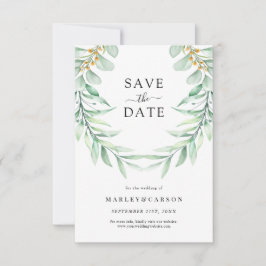 Elegante groene beplanting trouwdag save the date