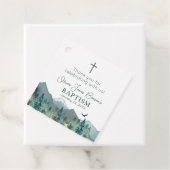 Elegante groene bergjongen doop communie bedankjes labels (In situ)