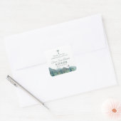 Elegante groene bergjongen doop communie vierkante sticker (Envelop)