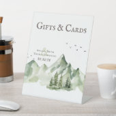 Elegante groene berglandschap geschenken & kaarten reclamebord met voetstuk (Insitu)