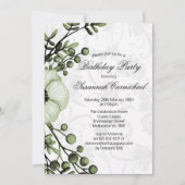 Elegante groene bessen bloemenkrans Damast Verjaar Kaart (Voorkant)