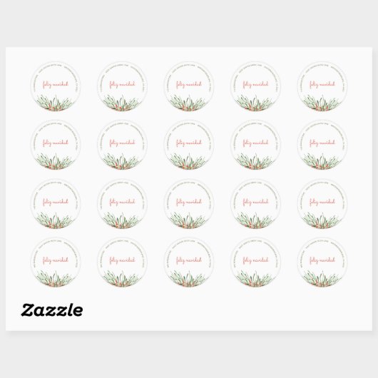 Elegante groene bessen Feliz Navidad Kerstmis Ronde Sticker (Vel)