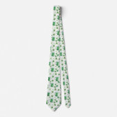Elegante groene bierpullen en shamrocks wit stropdas (Voorkant)