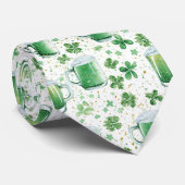 Elegante groene bierpullen en shamrocks wit stropdas (Opgerold)