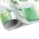 Elegante groene bierpullen en witte klavers cadeaupapier (Rol Hoek)