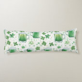 Elegante groene bierpullen en witte klavers lichaamskussen (Achterkant)