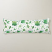 Elegante groene bierpullen en witte klavers lichaamskussen (Voorkant)
