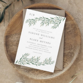 Elegante groene blad bruiloft kaart