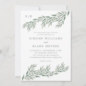 Elegante groene blad bruiloft kaart (Voorkant)