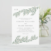 Elegante groene blad bruiloft kaart (Staand voorkant)