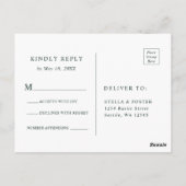 Elegante groene blad bruiloft RSVP Briefkaart (Achterkant)