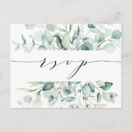 Elegante groene blad bruiloft RSVP Briefkaart