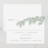 Elegante groene blad bruiloft RSVP kaart (Voorkant / Achterkant)