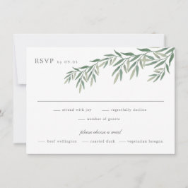 Elegante groene blad bruiloft RSVP kaart