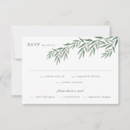 Elegante groene blad bruiloft RSVP kaartje