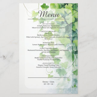 Elegante Groene Blad Bruiloftsmenu