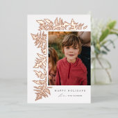 Elegante groene blad fotografie folie feestdagenkaart (Staand Voorkant)