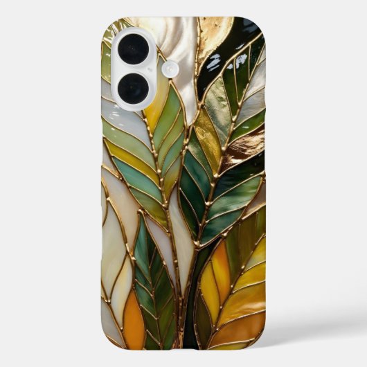 Elegante Groene Blad iPhone Hoes Minimalistisch Bo (Achterkant)