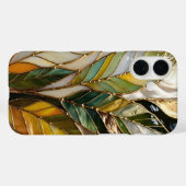 Elegante Groene Blad iPhone Hoes Minimalistisch Bo (Achterkant (horizontaal))