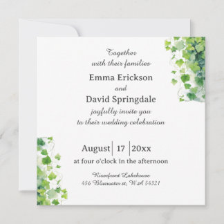 Elegante groene blad trouwuitnodiging kaart