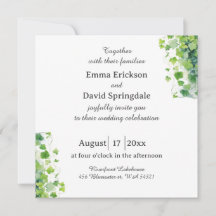 Elegante groene blad trouwuitnodiging