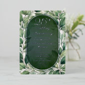 Elegante groene bladeren 25e bruiloft Jubileum Folie Uitnodiging (Staand Voorkant)