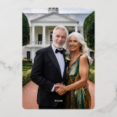 Elegante groene bladeren 30ste bruiloft Jubileum Folie Uitnodiging (Achterkant)