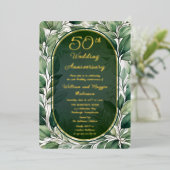 Elegante groene bladeren 50ste bruiloft Jubileum Folie Uitnodiging (Staand Voorkant)