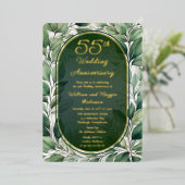 Elegante groene bladeren 55e bruiloft Jubileum Folie Uitnodiging (Staand Voorkant)