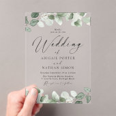 Elegante groene bladeren alle seizoenen bruiloft acryl uitnodigingen (Insitu (Draagbaar))