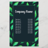 Elegante groene bladeren botanische bedrijf kortin flyer (Achterkant)