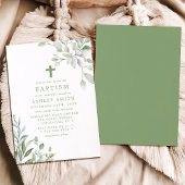Elegante groene bladeren en kruisdoop kaart
