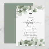 Elegante groene bladeren modern meisje of jongen d kaart (Voorkant / Achterkant)