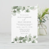 Elegante groene bladeren moderne bruiloft kaart (Staand voorkant)