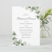 Elegante groene bladeren proefbruiloftsdiner kaart (Staand voorkant)