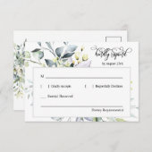 Elegante Groene Bladeren Reactie met Adres Achterz RSVP Kaartje (Voorkant / Achterkant)