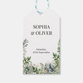 Elegante groene bladeren rustieke huwelijksgift-ta cadeaulabel