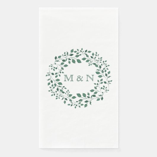 Elegante groene bladeren waterschilderkrans met mo servet (Voorkant)
