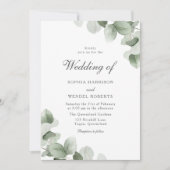 Elegante groene bladeren Waterverf moderne bruilof Kaart (Voorkant)